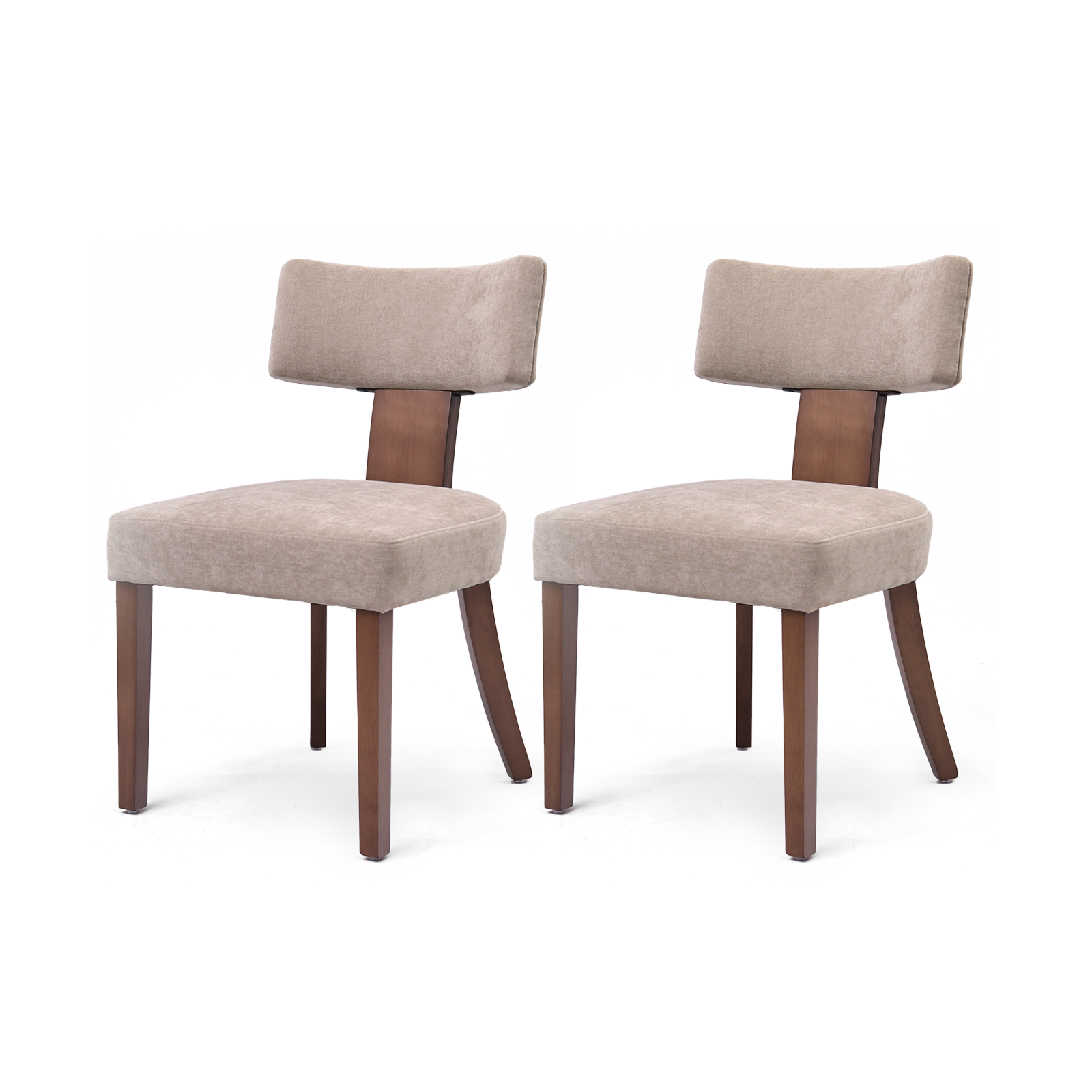 Drlovely Minimalist Chenille Dining Chairs with Rubberwood Legs & T-Back Design