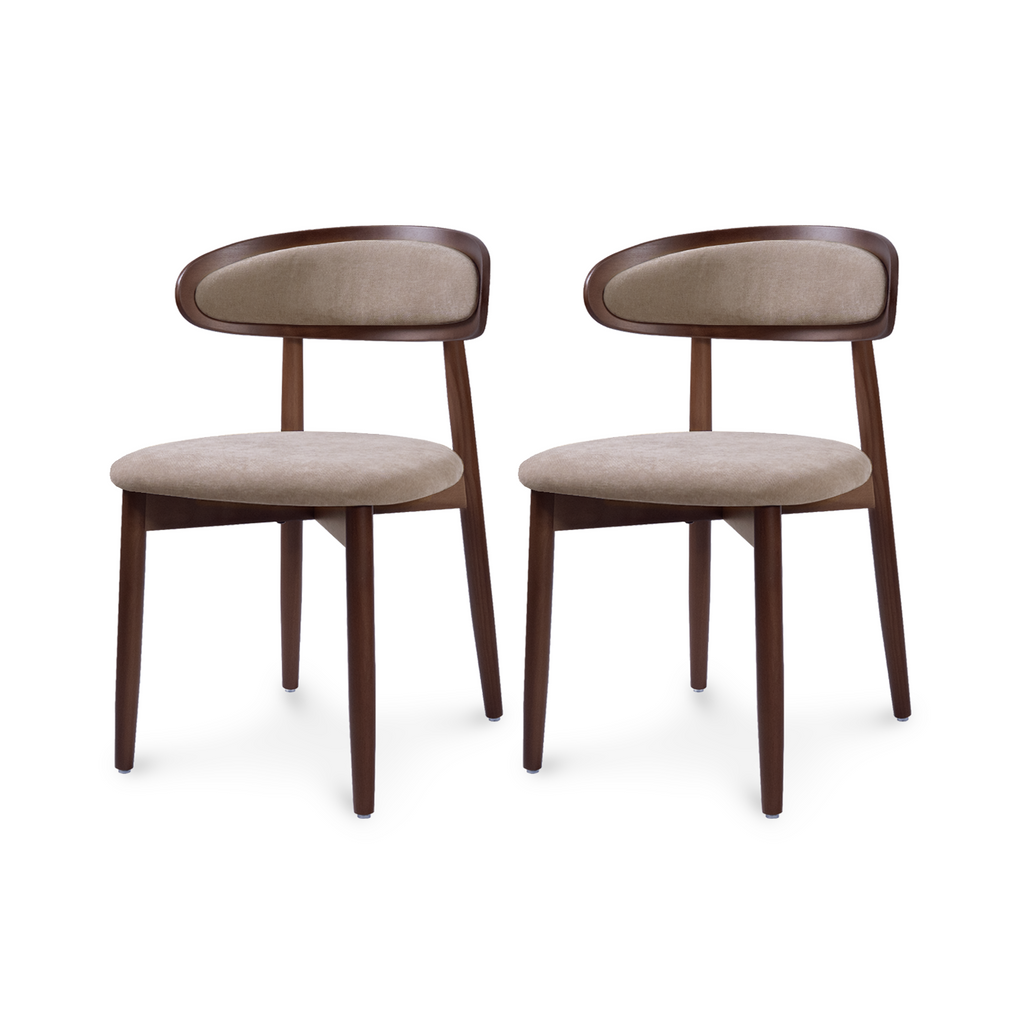 Drlovely Mid-Century Oval Back Side Chair Dining Chairs with Chenille Fabric & Rubberwood Legs