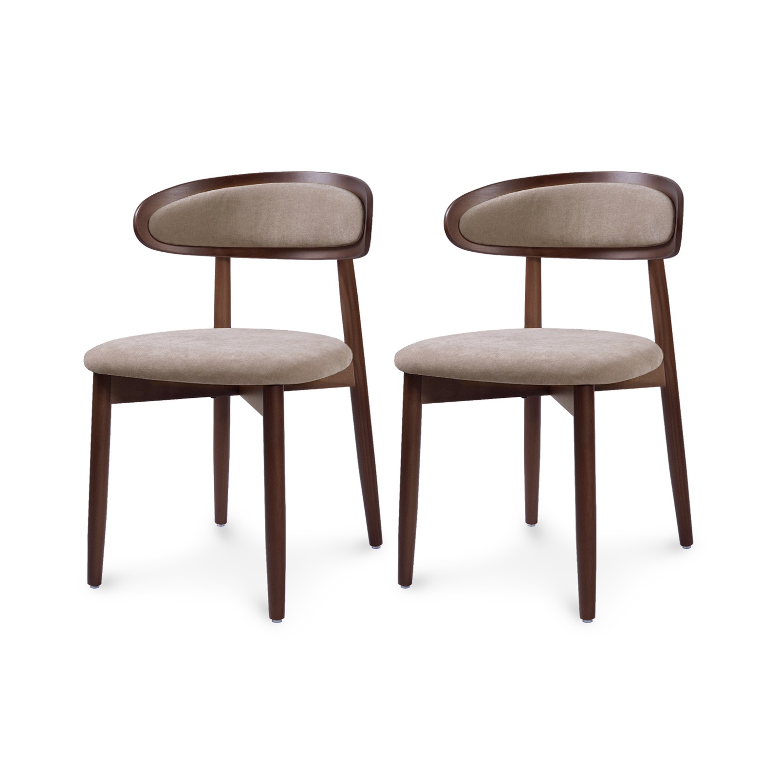 Drlovely Mid-Century Oval Back Side Chair Dining Chairs with Chenille Fabric & Rubberwood Legs