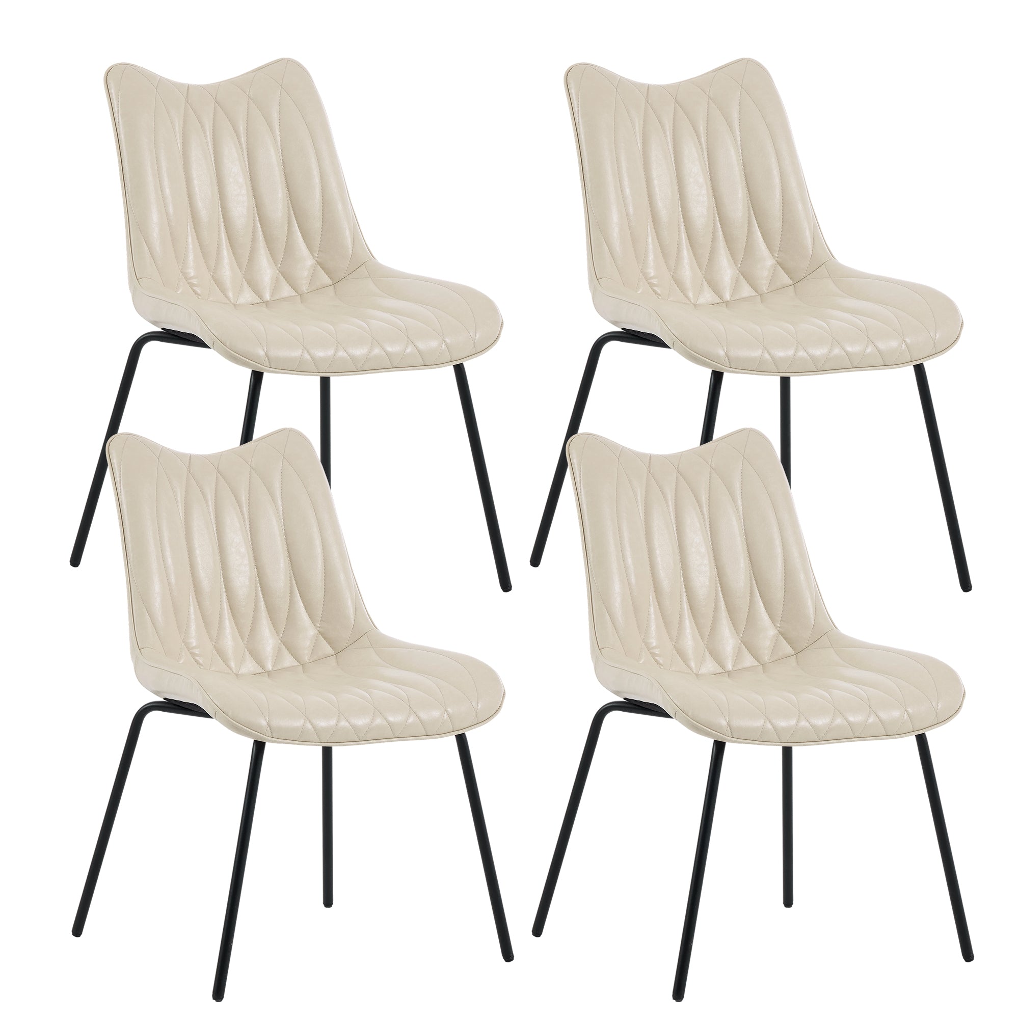 Drlovely Modern PU Leather Dining Chair with Black Iron Legs & Ergonomic Backrest