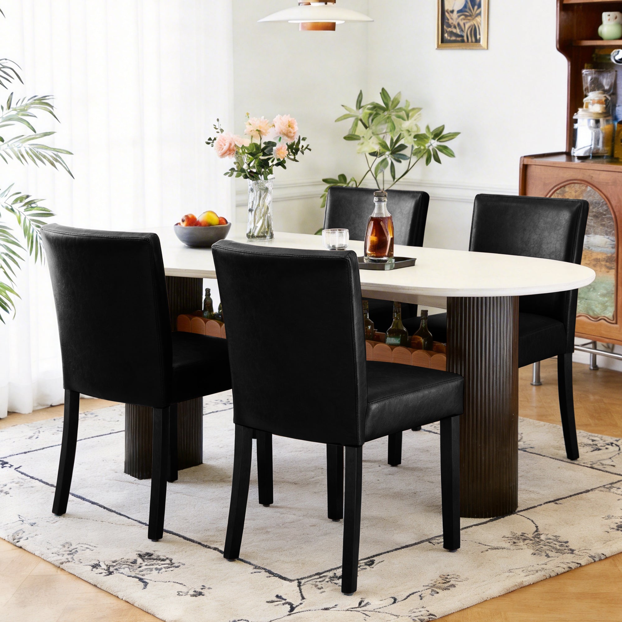 Drlovely Modern High-Back Dining Chairs with Rubberwood Legs