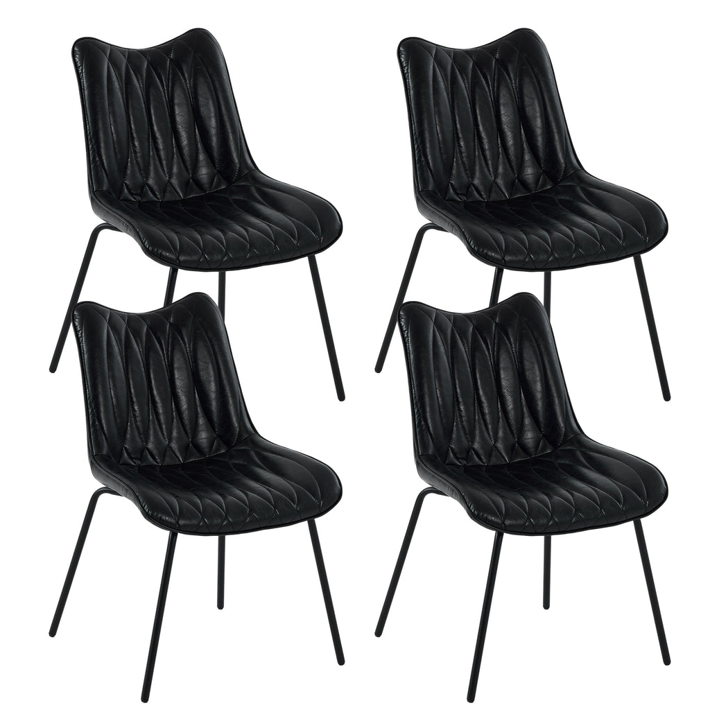 Drlovely Modern PU Leather Dining Chair with Black Iron Legs & Ergonomic Backrest