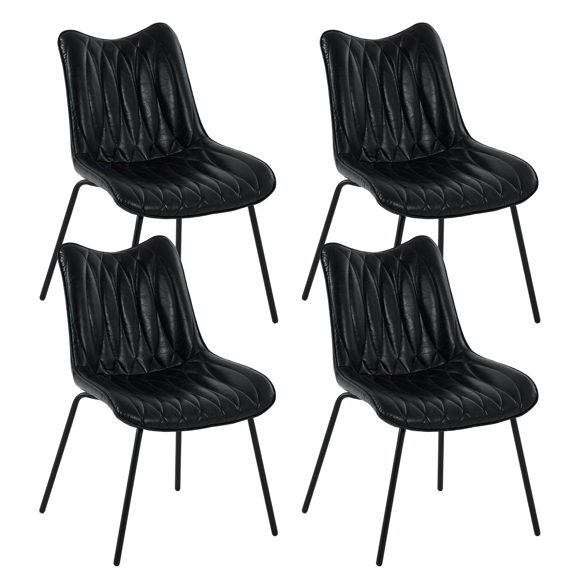 Drlovely Modern PU Leather Dining Chair with Black Iron Legs & Ergonomic Backrest