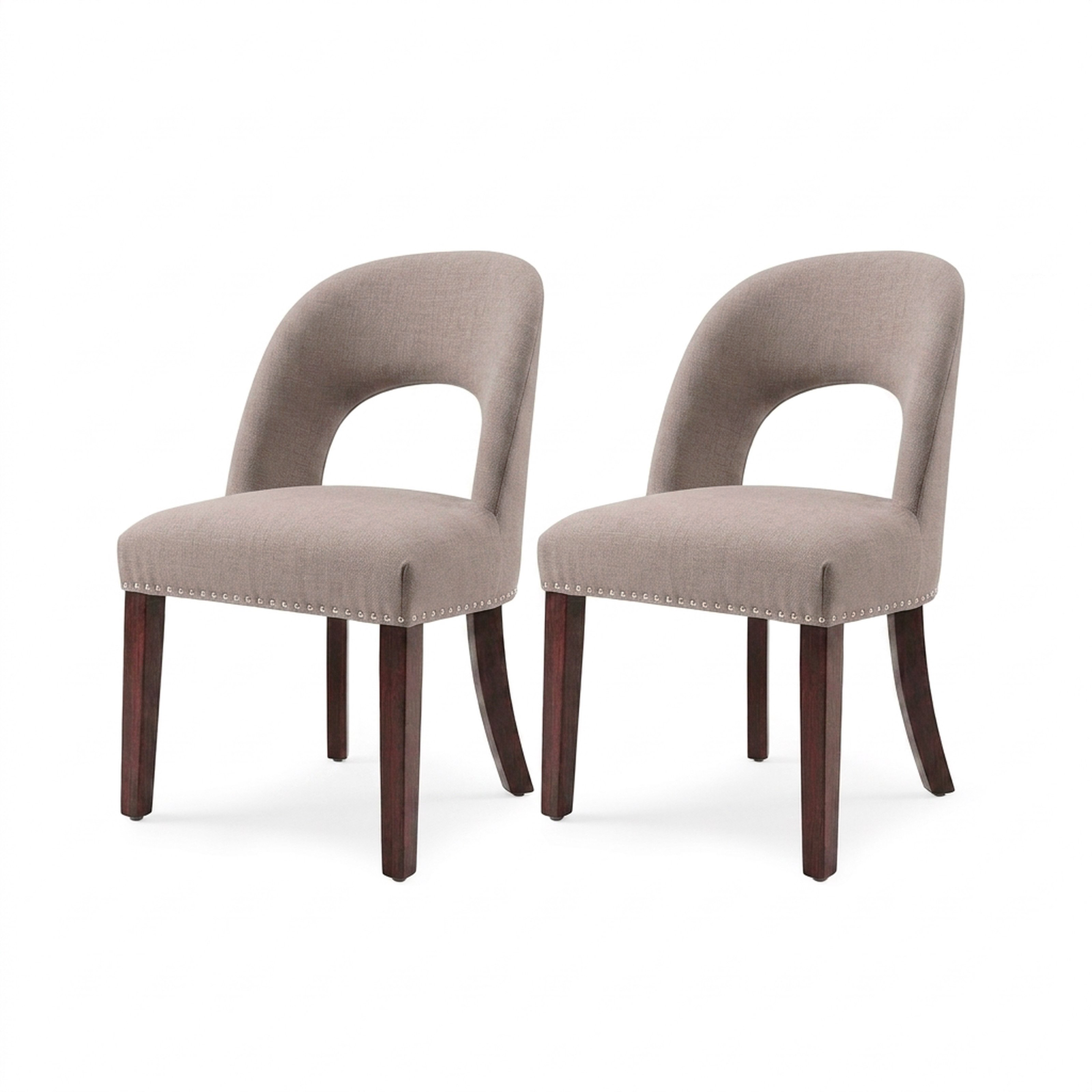Drlovely Farmhouse Hollow Back Dining Chairs with Nailhead Trim & Rubberwood Legs