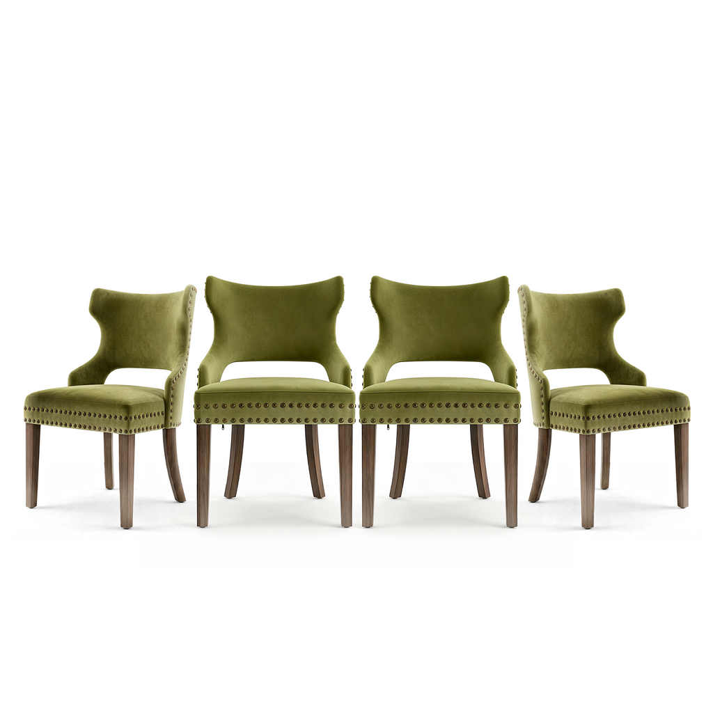 Drlovely Mid-Century Modern Upholstered Dining Chairs with Rubberwood Legs & Nailhead Trim