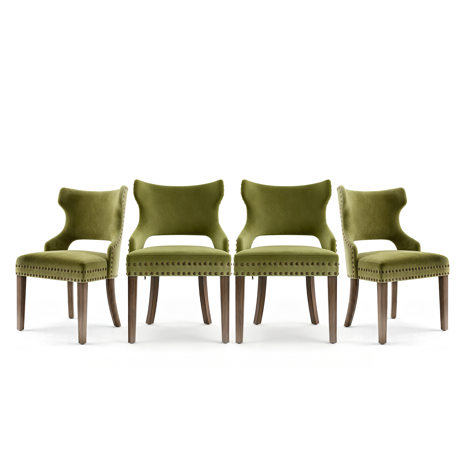Drlovely Mid-Century Modern Upholstered Dining Chairs with Rubberwood Legs & Nailhead Trim