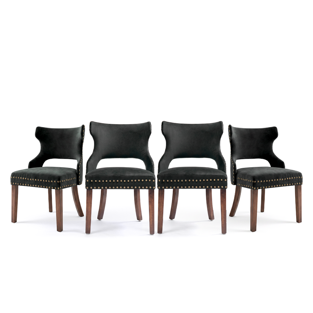 Drlovely Mid-Century Modern Upholstered Dining Chairs with Rubberwood Legs & Nailhead Trim