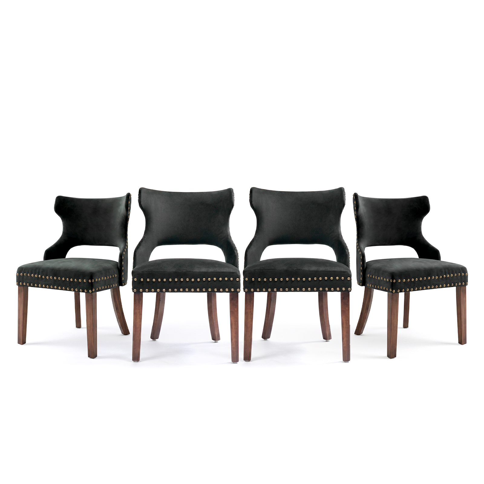 Drlovely Mid-Century Modern Upholstered Dining Chairs with Rubberwood Legs & Nailhead Trim