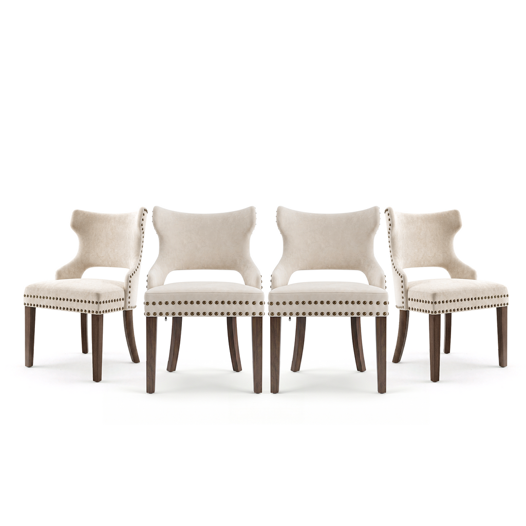 Drlovely Mid-Century Modern Upholstered Dining Chairs with Rubberwood Legs & Nailhead Trim