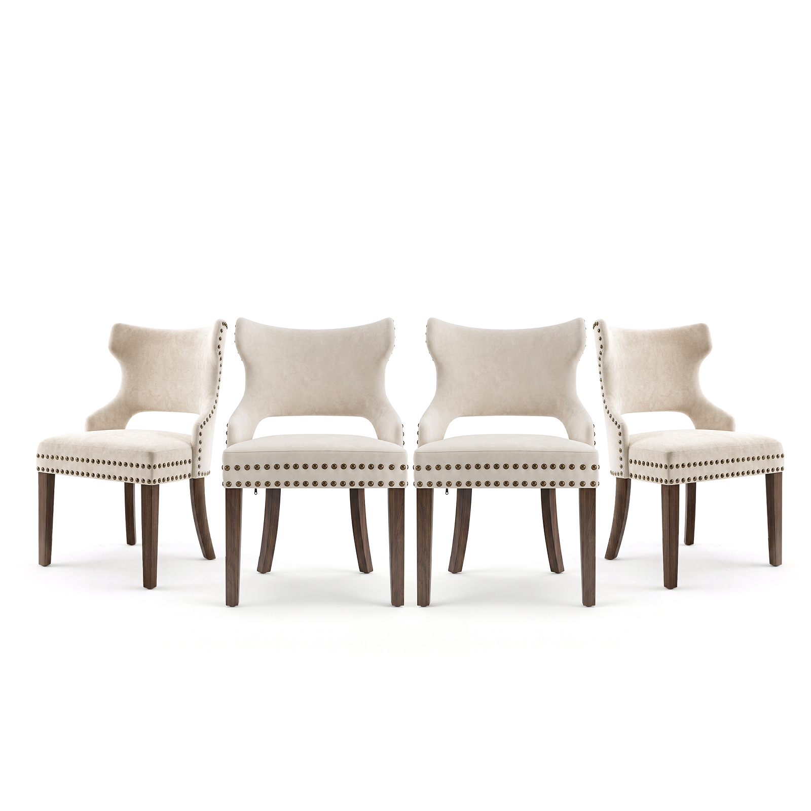 Drlovely Mid-Century Modern Upholstered Dining Chairs with Rubberwood Legs & Nailhead Trim