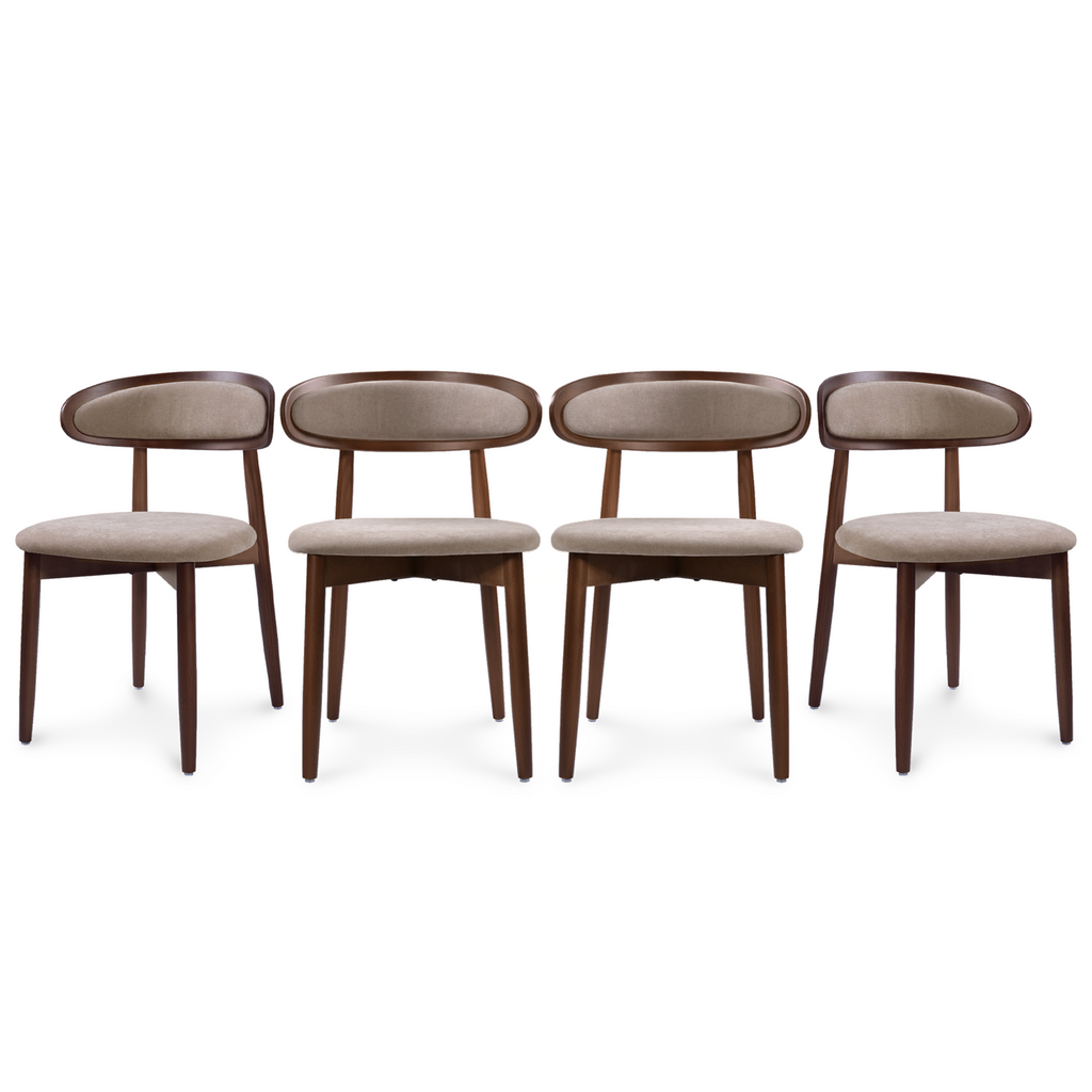 Drlovely Mid-Century Oval Back Side Chair Dining Chairs with Chenille Fabric & Rubberwood Legs