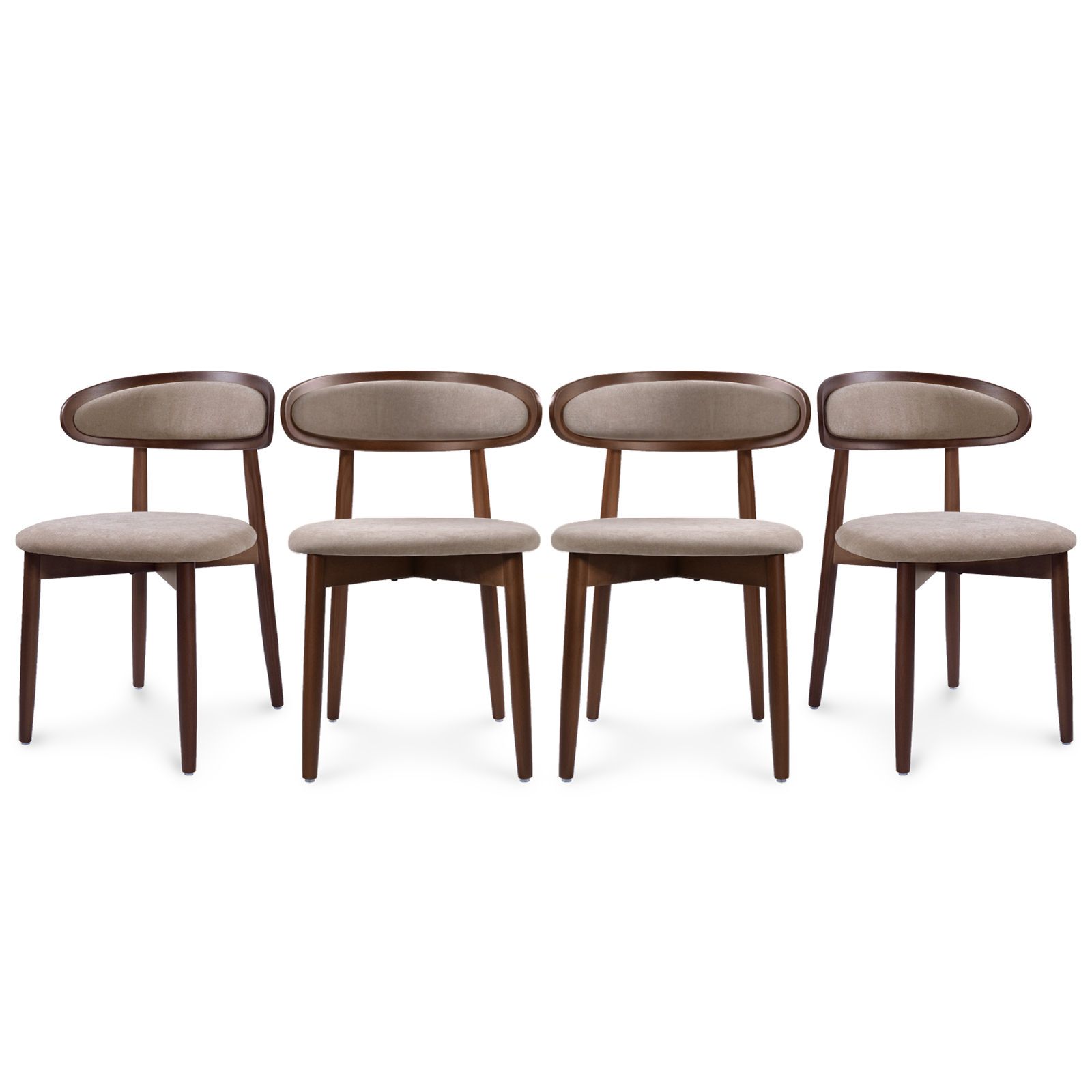 Drlovely Mid-Century Oval Back Side Chair Dining Chairs with Chenille Fabric & Rubberwood Legs