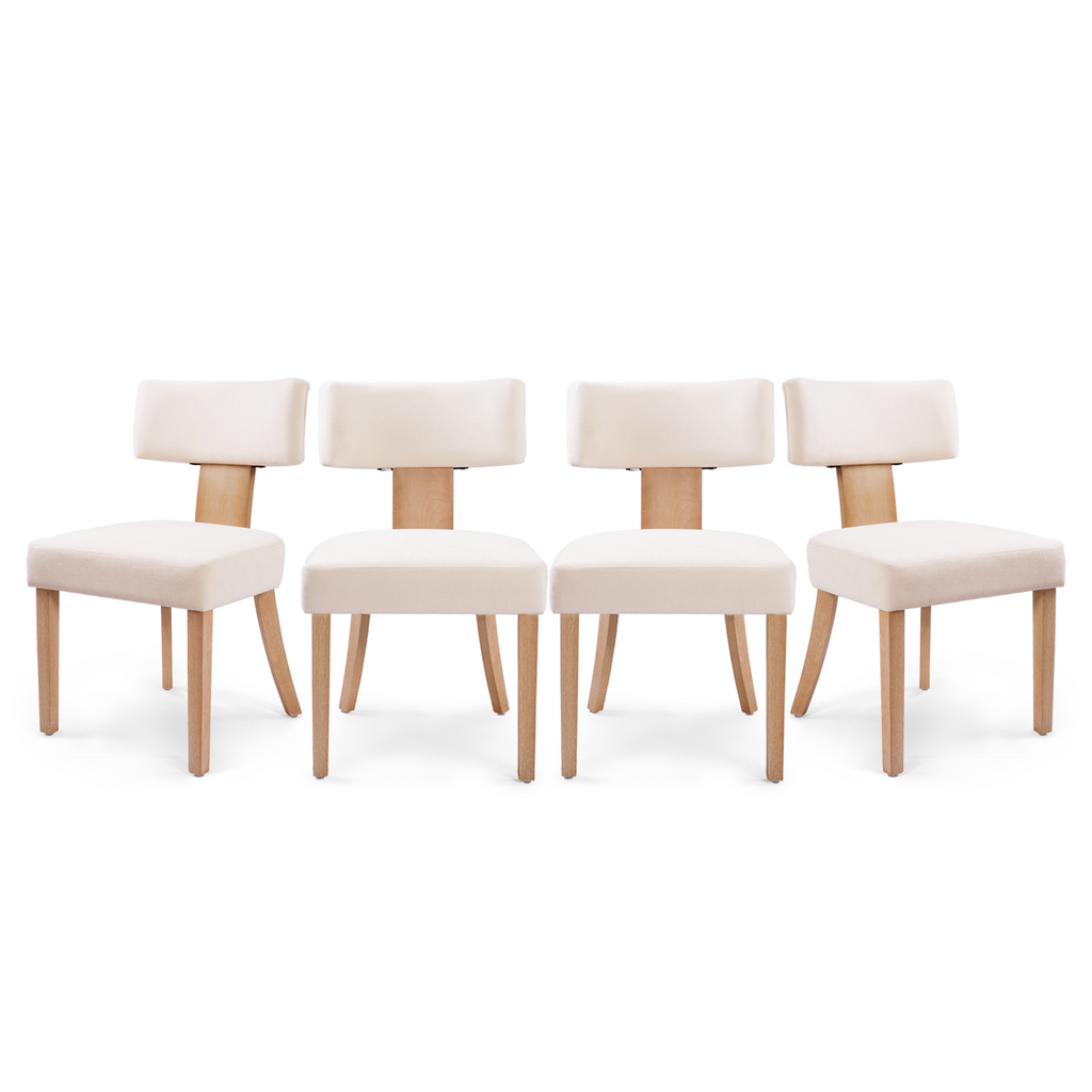 Drlovely Minimalist Chenille Dining Chairs with Rubberwood Legs & T-Back Design