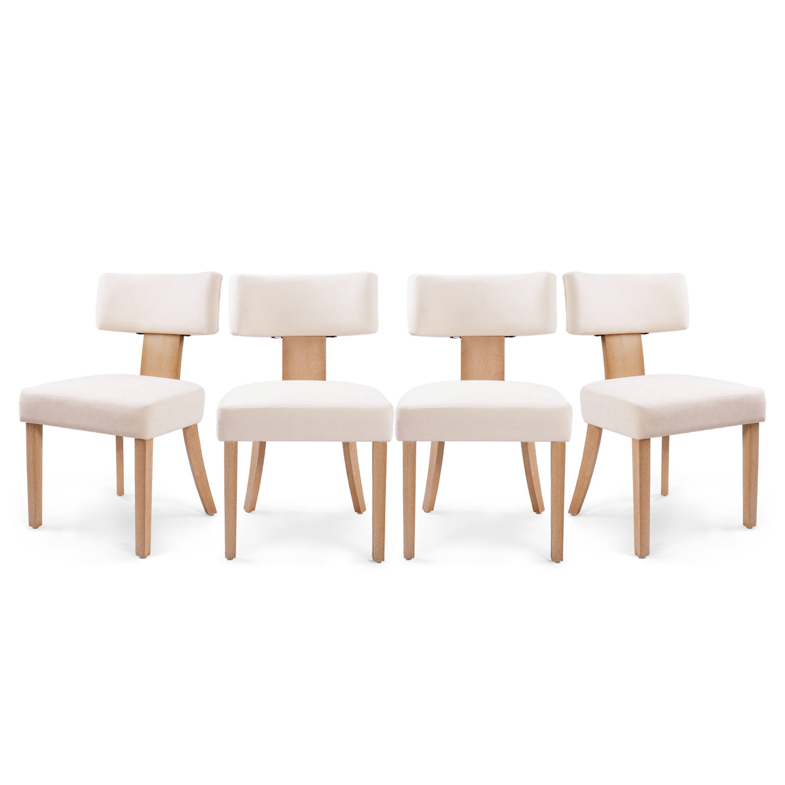 Drlovely Minimalist Chenille Dining Chairs with Rubberwood Legs & T-Back Design