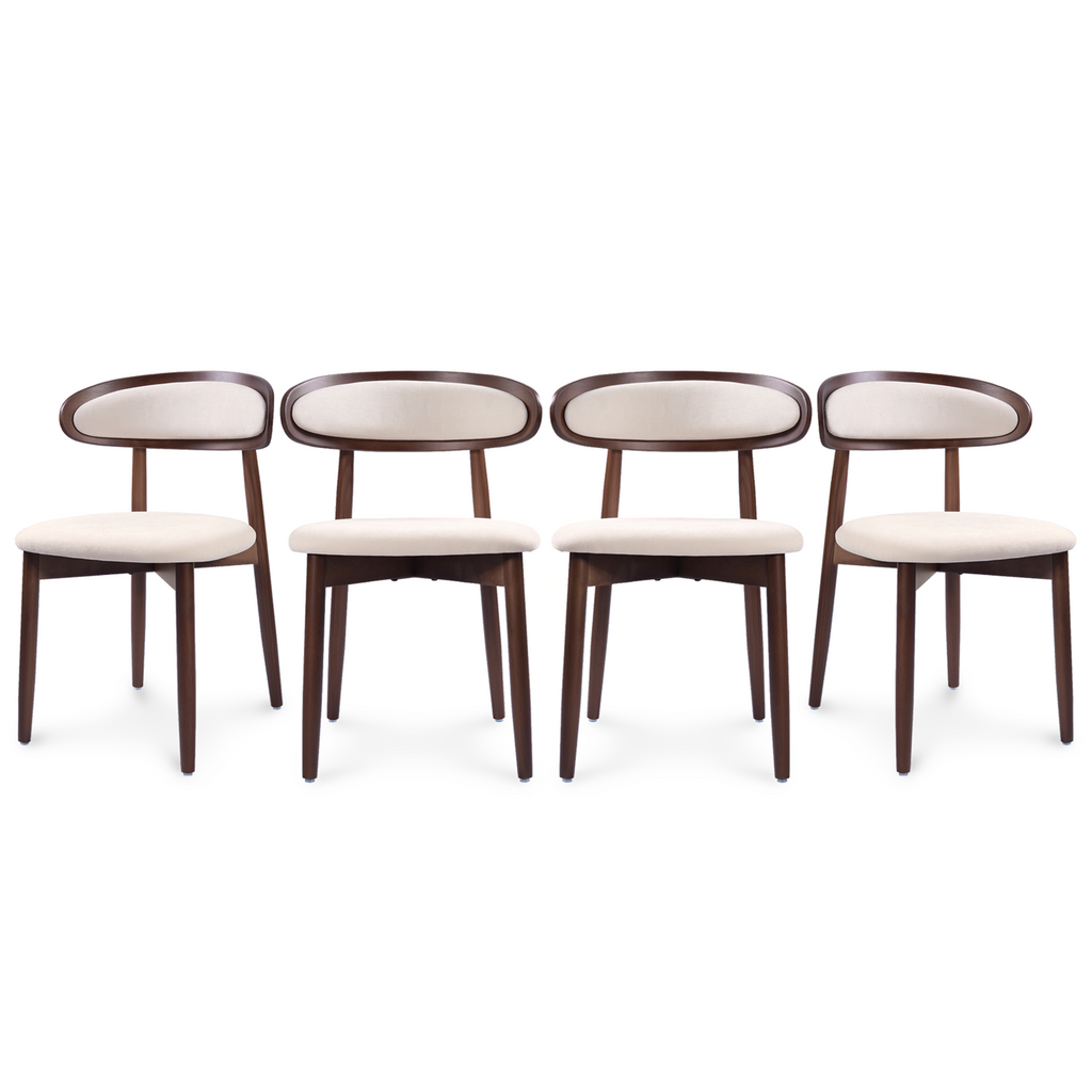 Drlovely Mid-Century Oval Back Side Chair Dining Chairs with Chenille Fabric & Rubberwood Legs