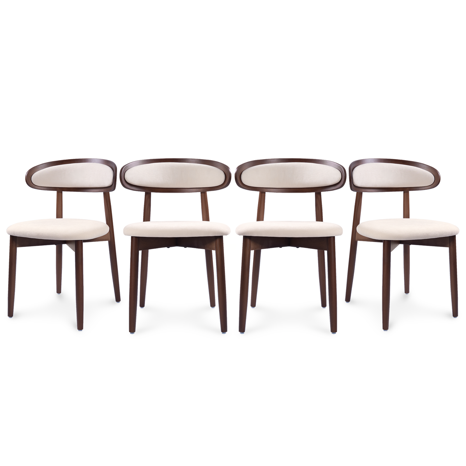 Drlovely Mid-Century Oval Back Side Chair Dining Chairs with Chenille Fabric & Rubberwood Legs