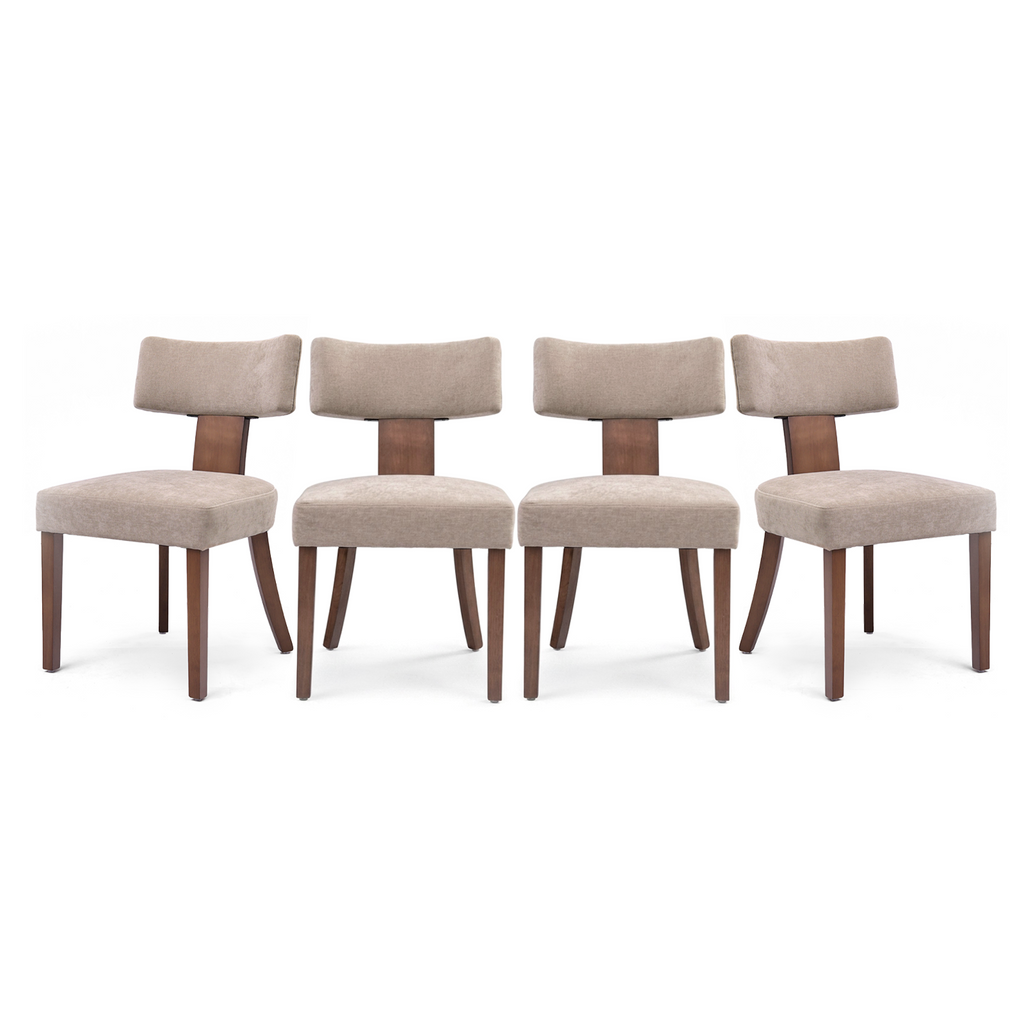 Drlovely Minimalist Chenille Dining Chairs with Rubberwood Legs & T-Back Design