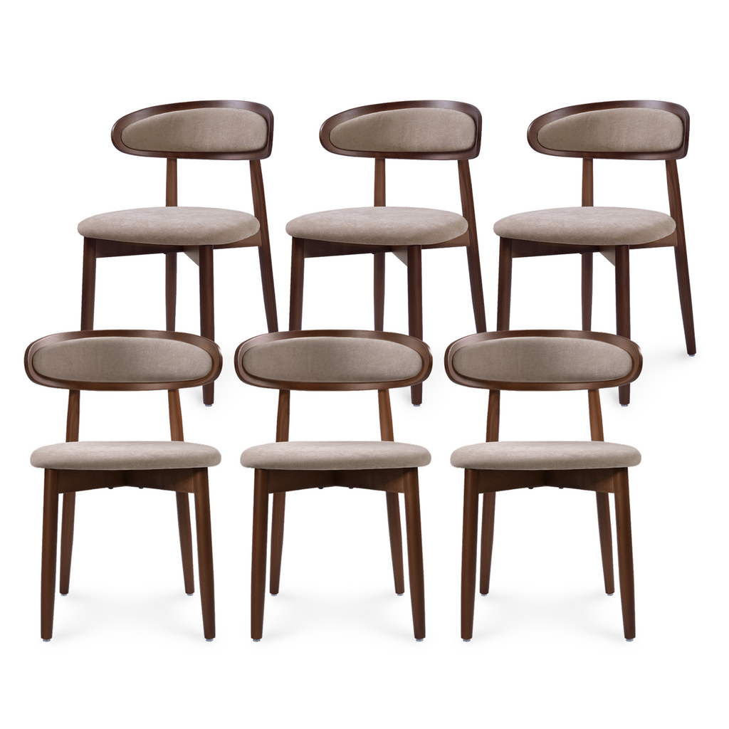 Drlovely Mid-Century Oval Back Side Chair Dining Chairs with Chenille Fabric & Rubberwood Legs