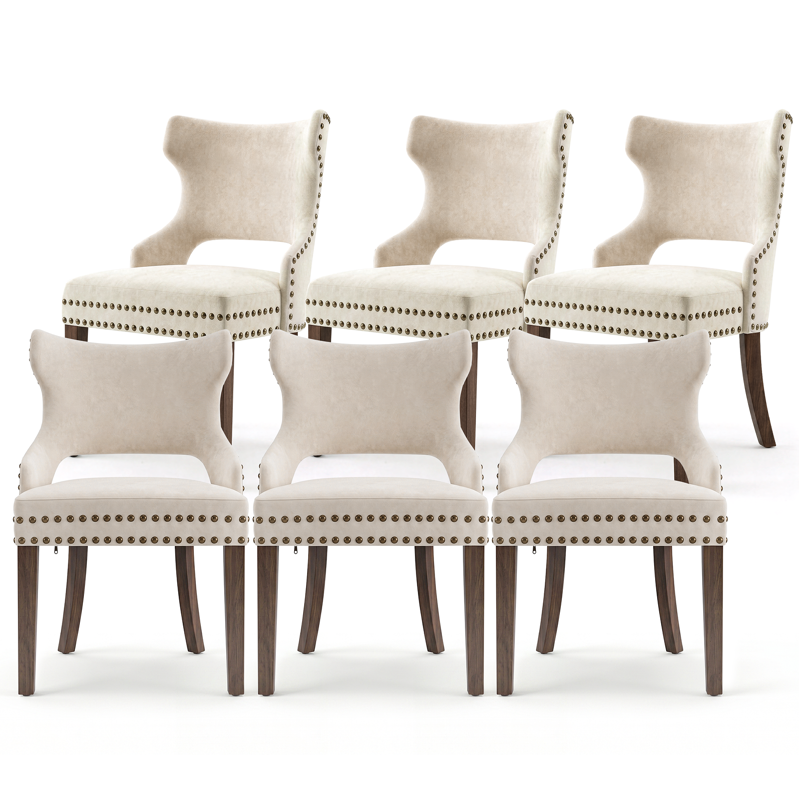 Drlovely Mid-Century Modern Upholstered Dining Chairs with Rubberwood Legs & Nailhead Trim