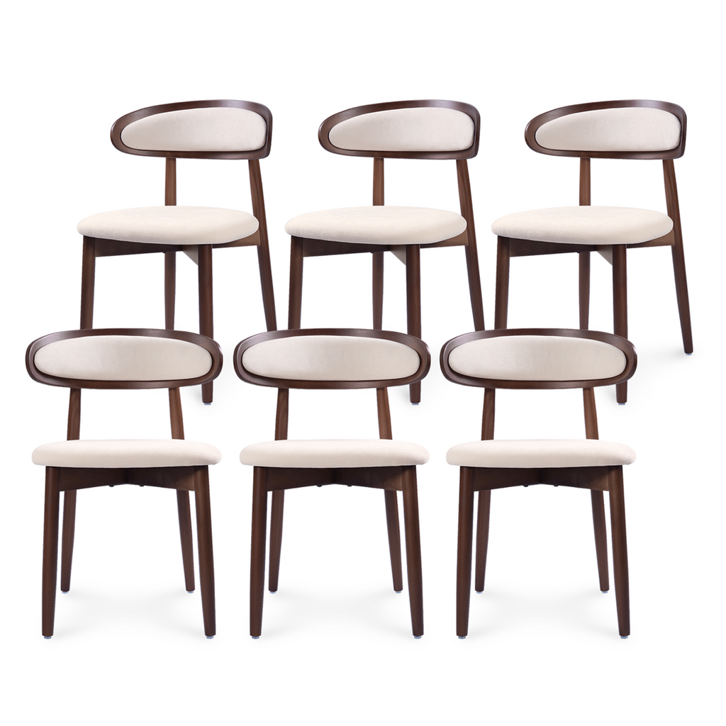 Drlovely Mid-Century Oval Back Side Chair Dining Chairs with Chenille Fabric & Rubberwood Legs