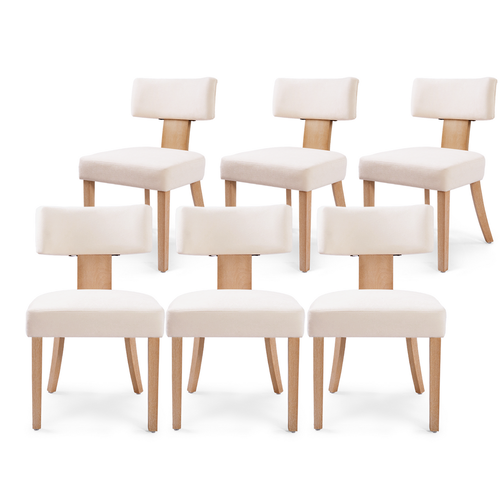 Drlovely Minimalist Chenille Dining Chairs with Rubberwood Legs & T-Back Design