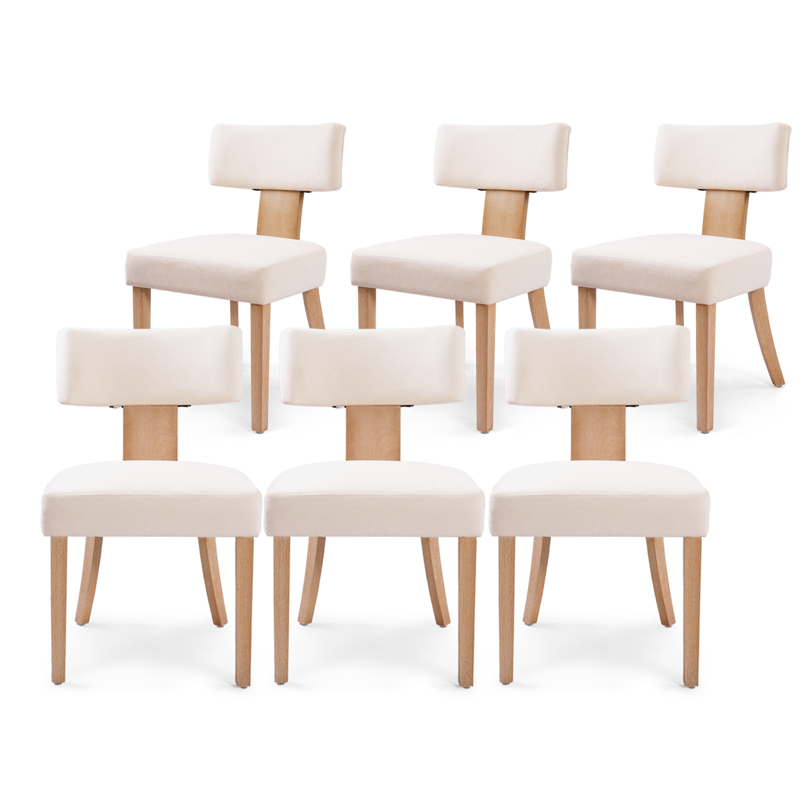 Drlovely Minimalist Chenille Dining Chairs with Rubberwood Legs & T-Back Design