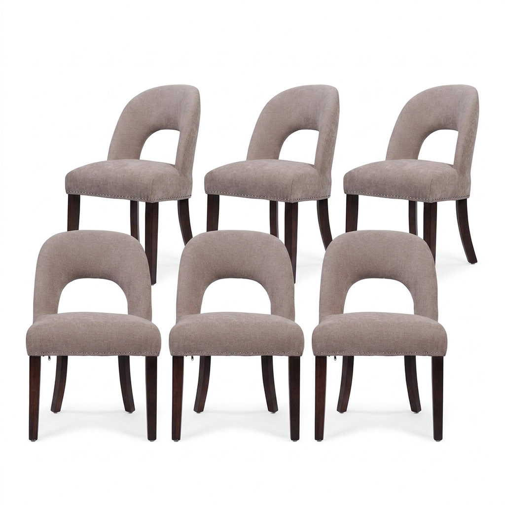 Drlovely Farmhouse Hollow Back Dining Chairs with Nailhead Trim & Rubberwood Legs