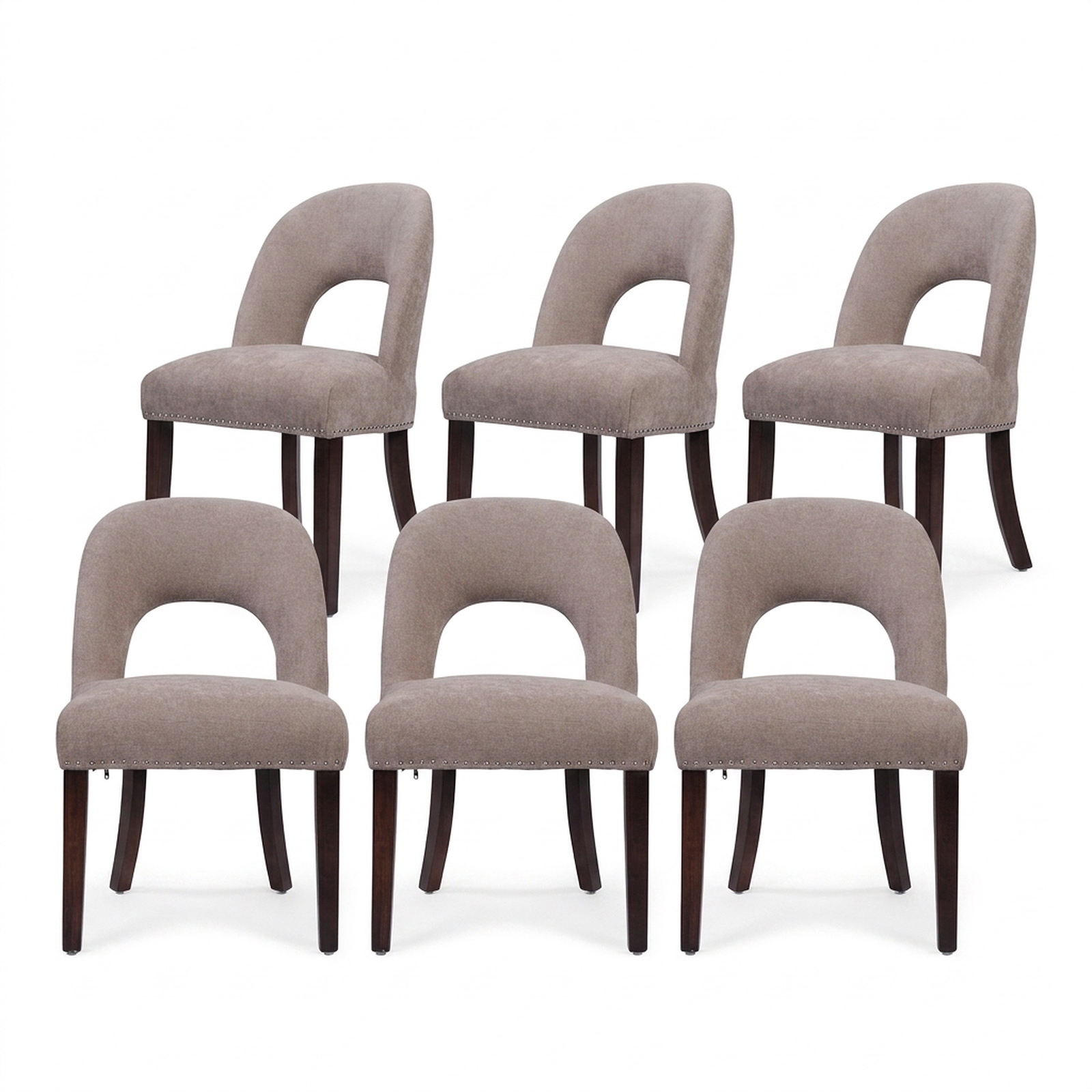 Drlovely Farmhouse Hollow Back Dining Chairs with Nailhead Trim & Rubberwood Legs