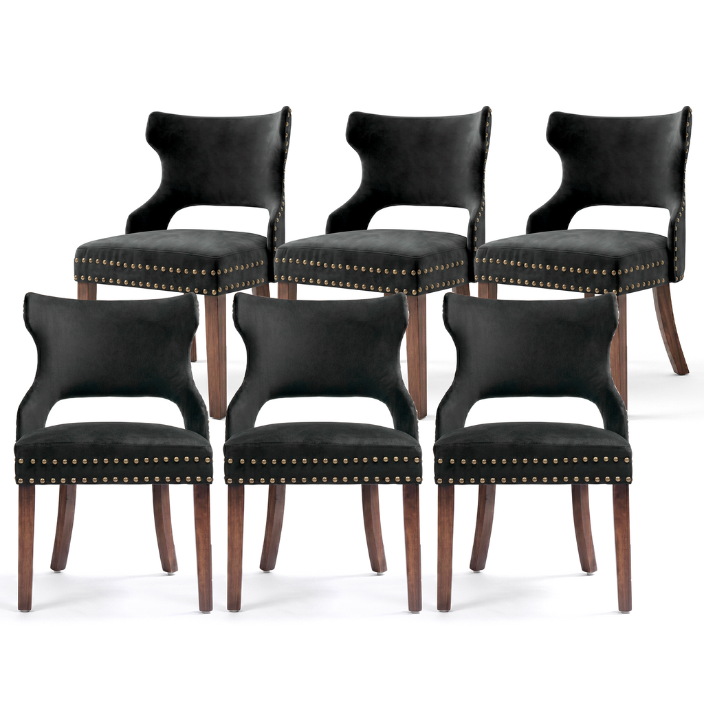 Drlovely Mid-Century Modern Upholstered Dining Chairs with Rubberwood Legs & Nailhead Trim