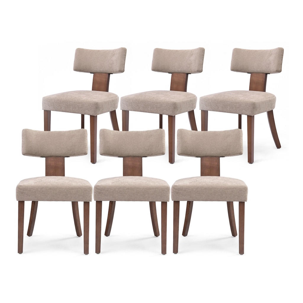 Drlovely Minimalist Chenille Dining Chairs with Rubberwood Legs & T-Back Design