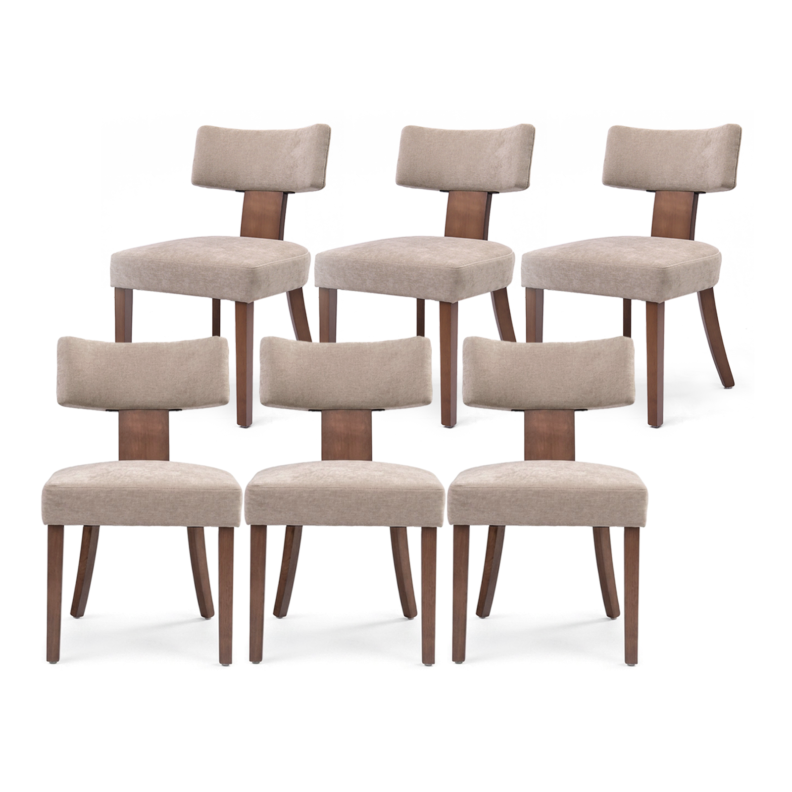 Drlovely Minimalist Chenille Dining Chairs with Rubberwood Legs & T-Back Design