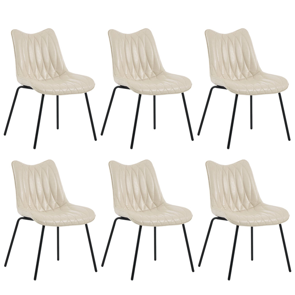 Drlovely Modern PU Leather Dining Chair with Black Iron Legs & Ergonomic Backrest