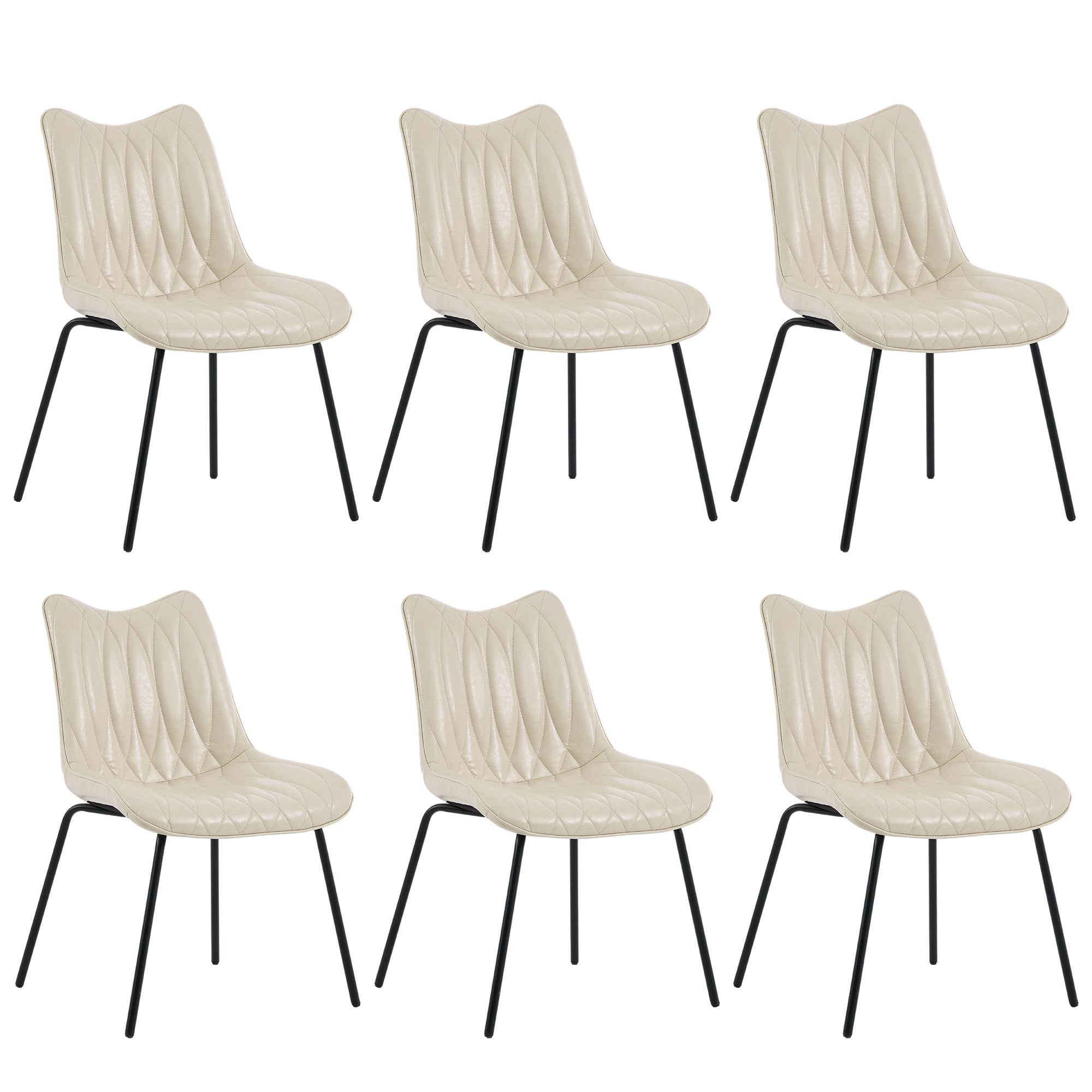 Drlovely Modern PU Leather Dining Chair with Black Iron Legs & Ergonomic Backrest