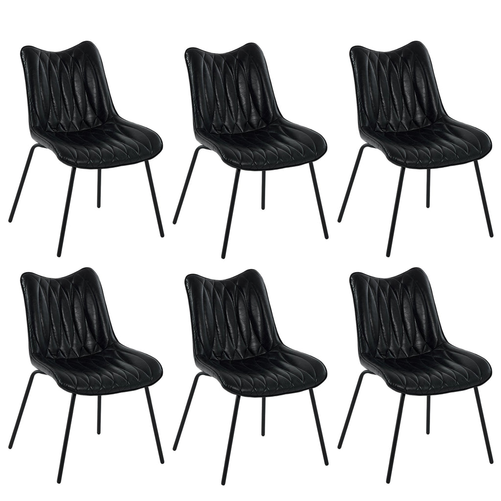 Drlovely Modern PU Leather Dining Chair with Black Iron Legs & Ergonomic Backrest