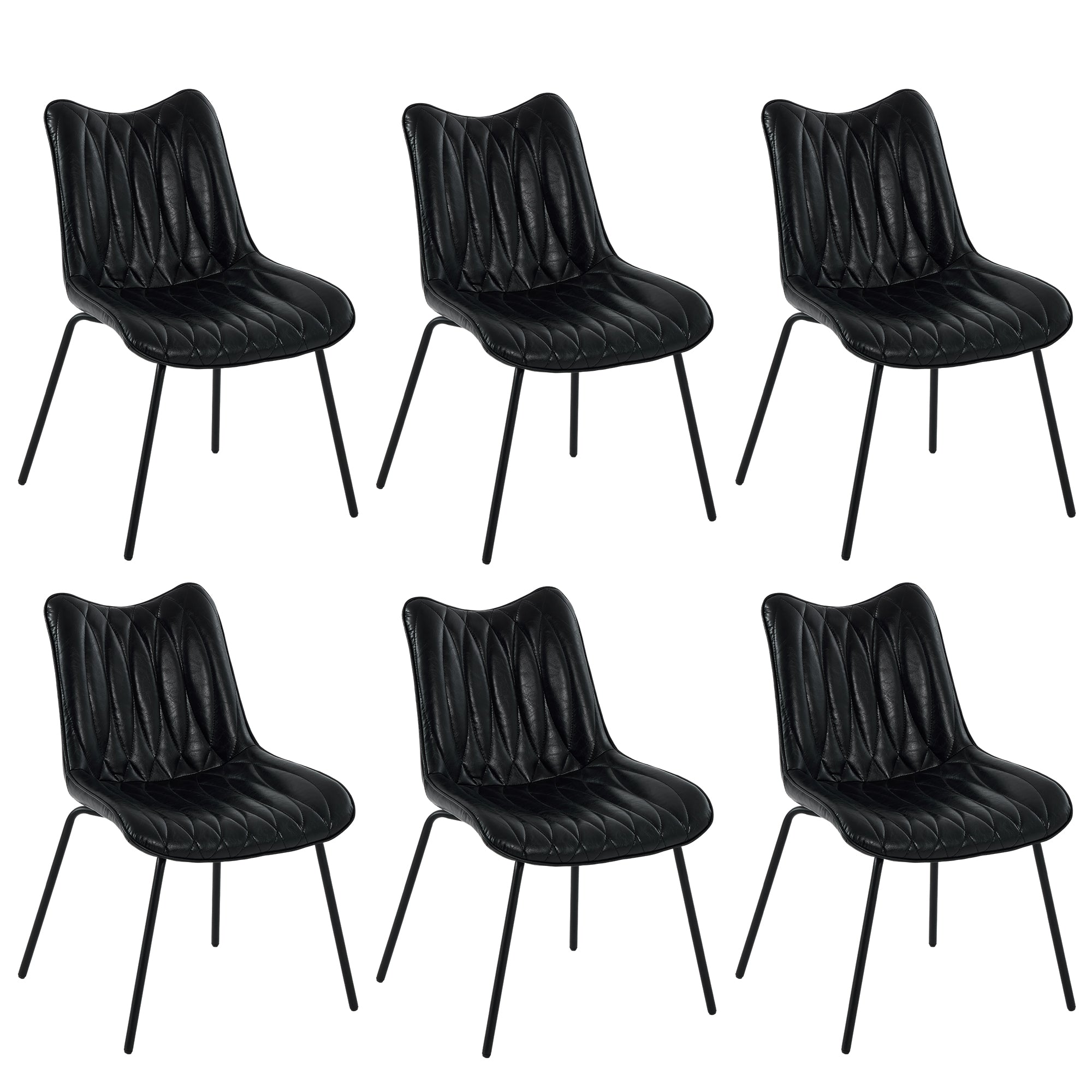 Drlovely Modern PU Leather Dining Chair with Black Iron Legs & Ergonomic Backrest