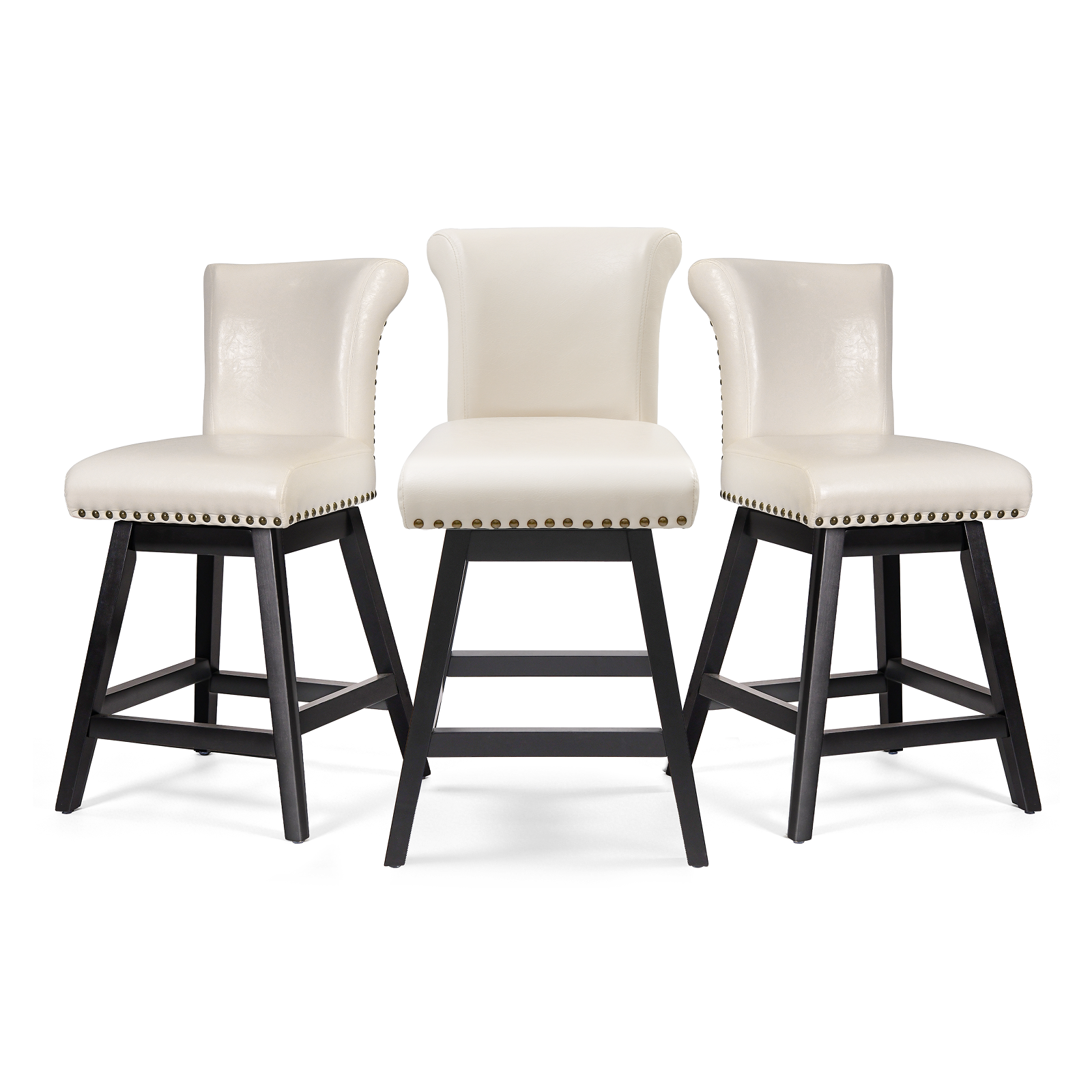 Drlovely Vintage Wingback Swivel Bar Stools with Nailhead Trim & Solid Wood Legs