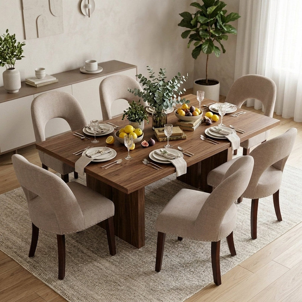 Drlovely Farmhouse Hollow Back Dining Chairs with Nailhead Trim & Rubberwood Legs