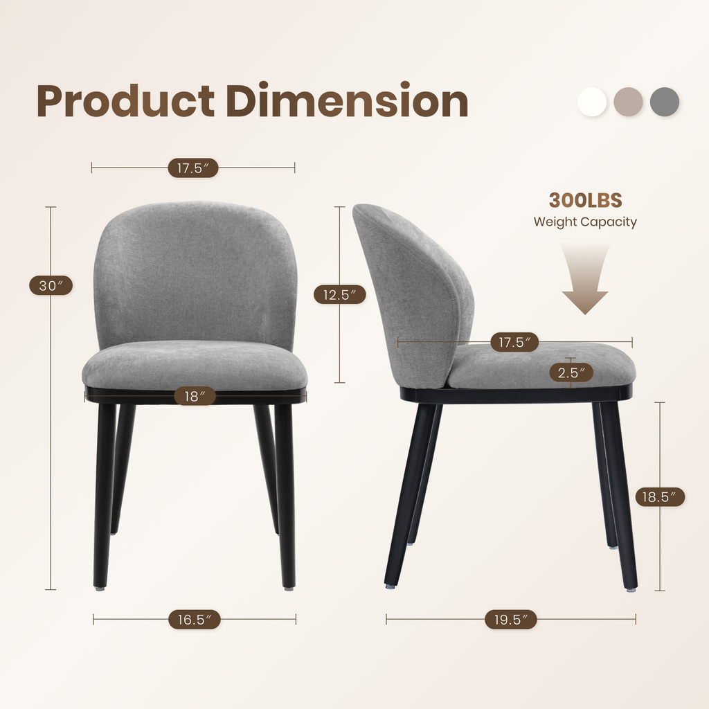 Drlovely Modern Armless Dining Chairs with Solid Wood Frame & Chenille Upholstery