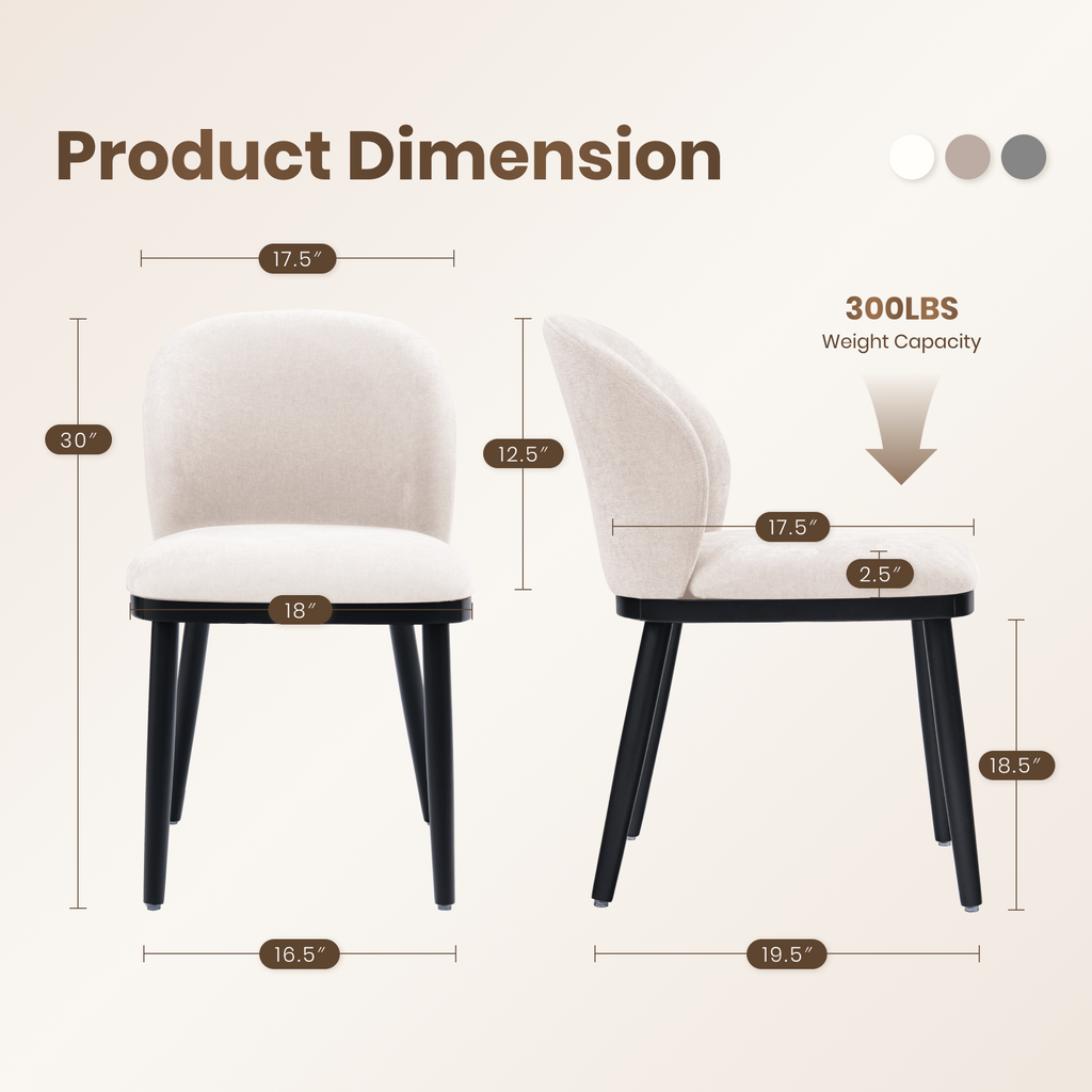 Drlovely Modern Armless Dining Chairs with Solid Wood Frame & Chenille Upholstery