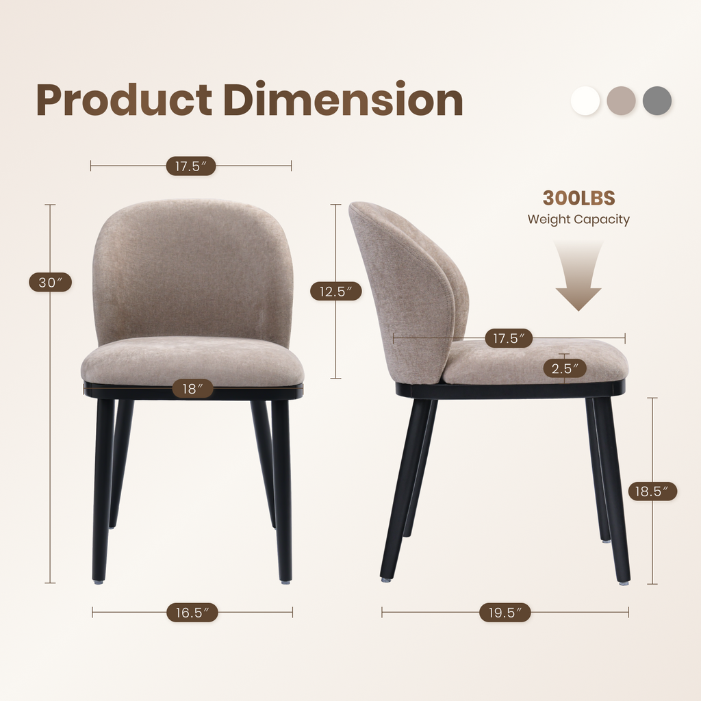 Drlovely Modern Armless Dining Chairs with Solid Wood Frame & Chenille Upholstery
