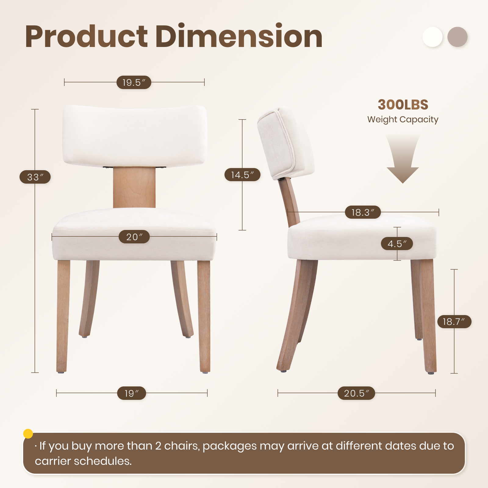 Drlovely Minimalist Chenille Dining Chairs with Rubberwood Legs & T-Back Design