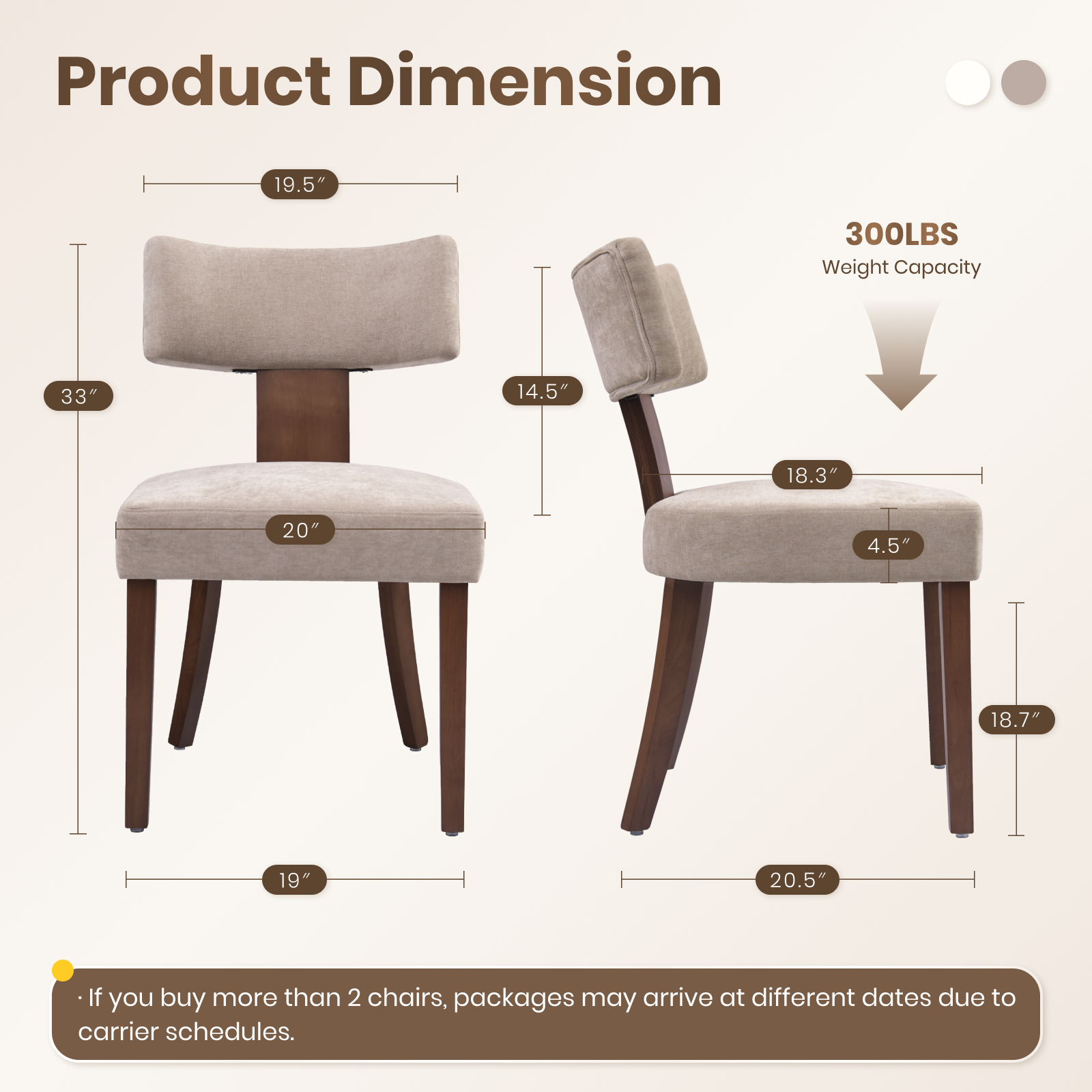 Drlovely Minimalist Chenille Dining Chairs with Rubberwood Legs & T-Back Design