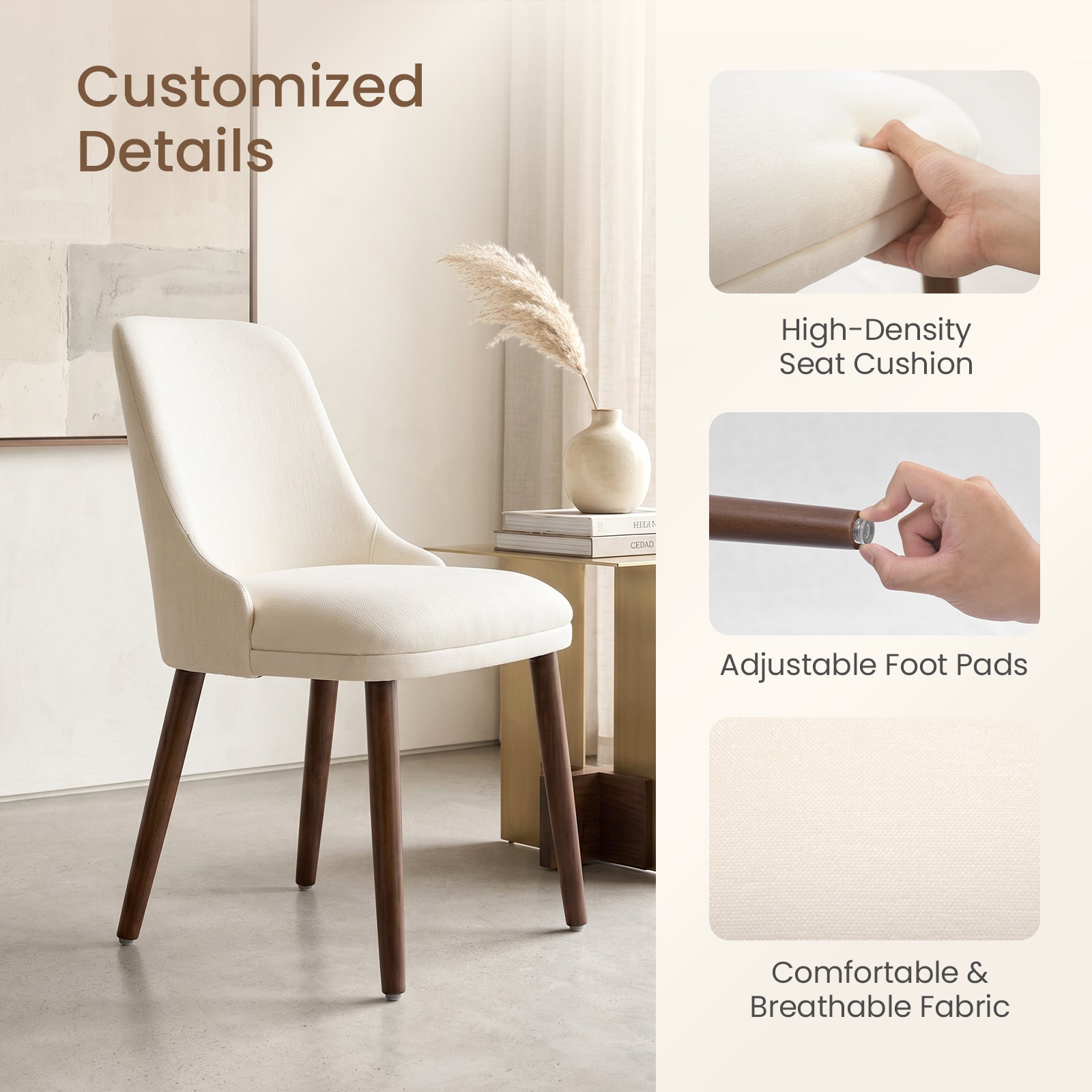 Drlovely Modern Soft Chenille Upholstered Side Chair Dining Chairs