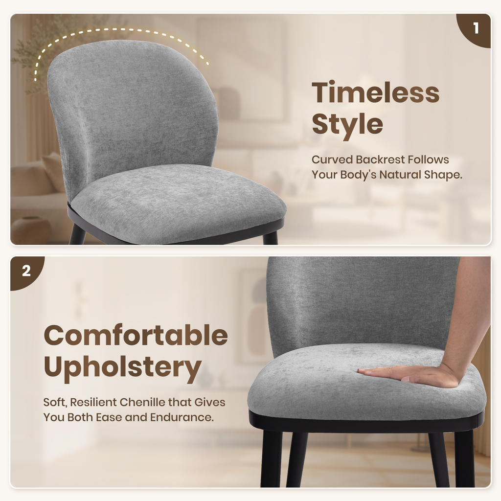 Drlovely Modern Armless Dining Chairs with Solid Wood Frame & Chenille Upholstery