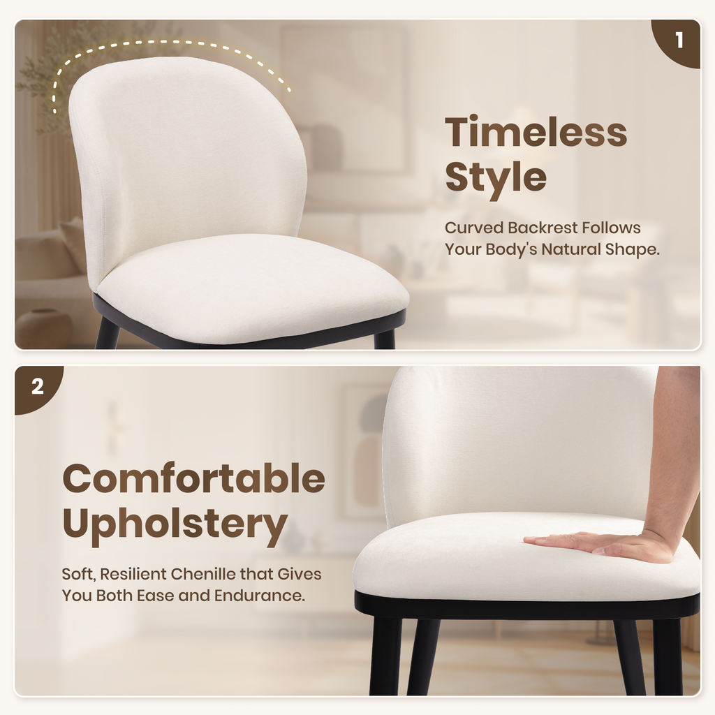 Drlovely Modern Armless Dining Chairs with Solid Wood Frame & Chenille Upholstery