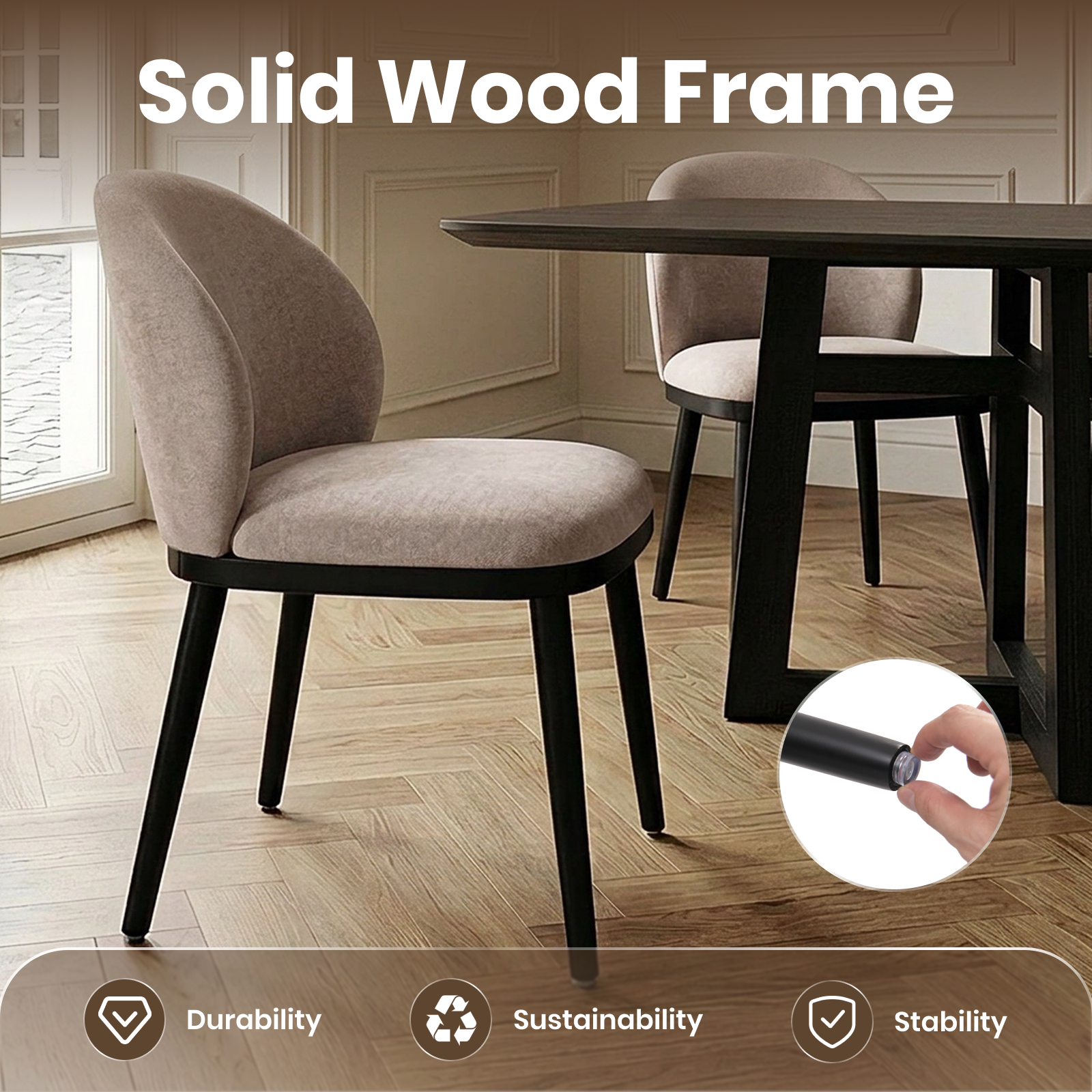 Drlovely Modern Armless Dining Chairs with Solid Wood Frame & Chenille Upholstery