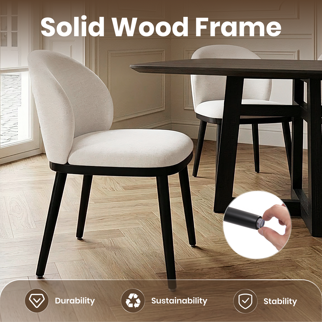 Drlovely Modern Armless Dining Chairs with Solid Wood Frame & Chenille Upholstery