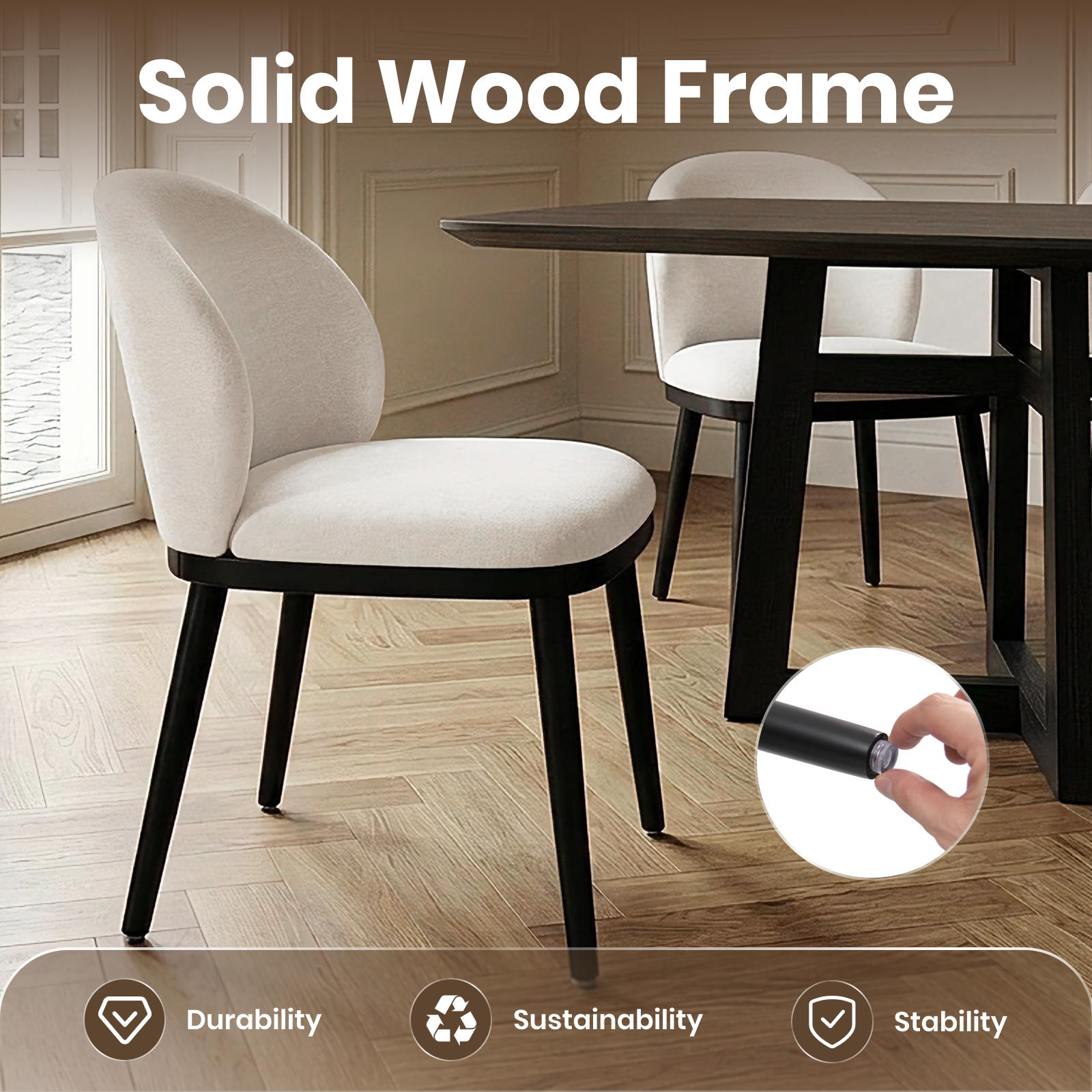Drlovely Modern Armless Dining Chairs with Solid Wood Frame & Chenille Upholstery