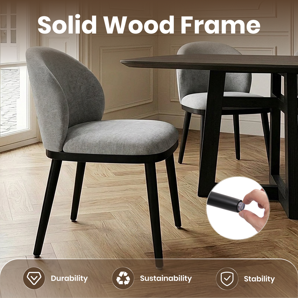 Drlovely Modern Armless Dining Chairs with Solid Wood Frame & Chenille Upholstery