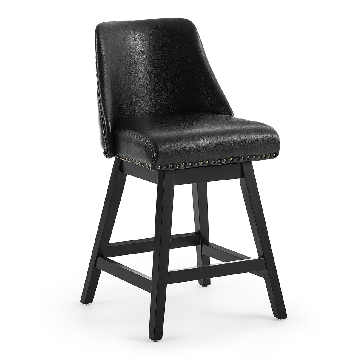 Drlovely Modern 360° Swivel Bar Stools with Faux Leather Upholstery
